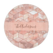 Roos gouden kubus marmer familienaam script snijplank (Voorkant)