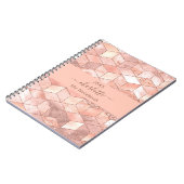 Roos gouden kubus marmer naam glitter script notitieboek (Linkerzijde)