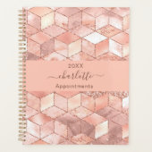 Roos gouden kubus marmer naam glitter script planner (Voorkant)