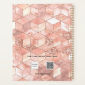 Roos gouden kubus marmer naam glitter script planner (Achterkant)