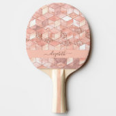 Roos gouden kubus marmer naam glittere script tafeltennisbatje (Achterkant)