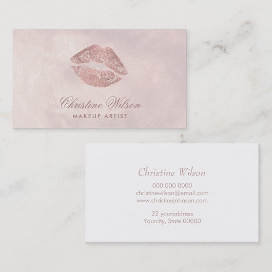 roos gouden kus op roos gouden waterverf visitekaartje (Voorkant / Achterkant)