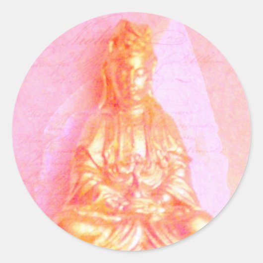 Roos-gouden Kwan Yin sticker (Voorkant)