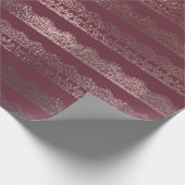 Roos Gouden Lace Stripe Pattern op Bourgogne Cadeaupapier (Hoek)