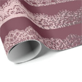 Roos Gouden Lace Stripe Pattern op Bourgogne Cadeaupapier (Rol Hoek)