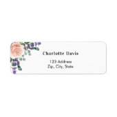 Roos gouden lavendel bloemen retouradres etiket (Voorkant)