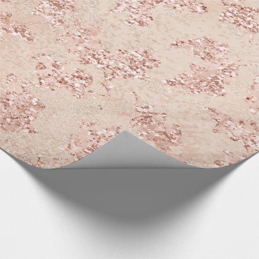 Roos Gouden Leafs Copper Glitter Bruid Verjaardag Cadeaupapier (Hoek)