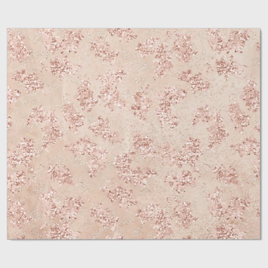 Roos Gouden Leafs Copper Glitter Bruid Verjaardag Cadeaupapier (Vlak)