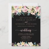 Roos Gouden Lente Bloemen Voor & Achterbruiloft Kaart (Voorkant)