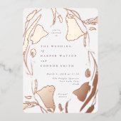 Roos gouden lente Boho Wildflower Wedding Folie Uitnodiging (Voorkant)