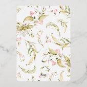 Roos gouden lente Boho Wildflower Wedding Folie Uitnodiging (Achterkant)