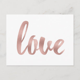 Roos gouden liefde briefkaarten, folie lettertype briefkaart