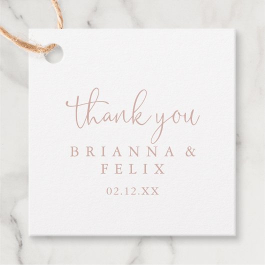 Roos Gouden Liefde Fancy Script Bruiloft Bedankjes Labels (Voorkant)