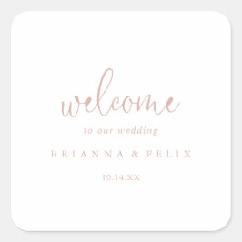 Roos Gouden Liefde Fancy Script Bruiloft Welkom Vierkante Sticker