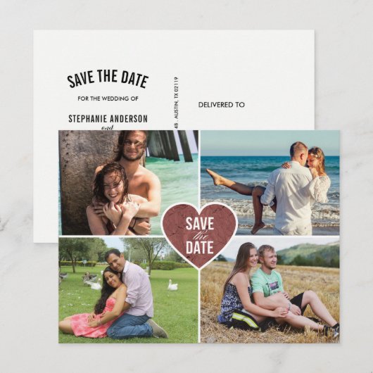 Roos gouden liefde hart bruiloft save the date aankondigingskaart (Voorkant / Achterkant)
