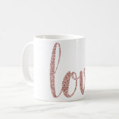 Roos gouden liefde koffie mok, glitter font koffiemok (Voorkant links)