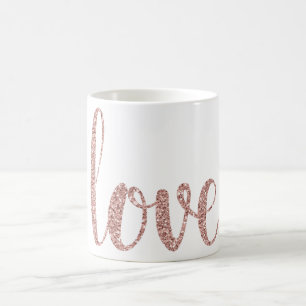 Roos gouden liefde koffie mok, glitter font koffiemok
