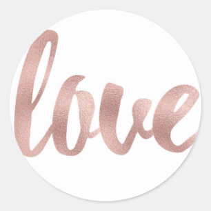 Roos gouden liefde stickers, folie lettertype, kle ronde sticker