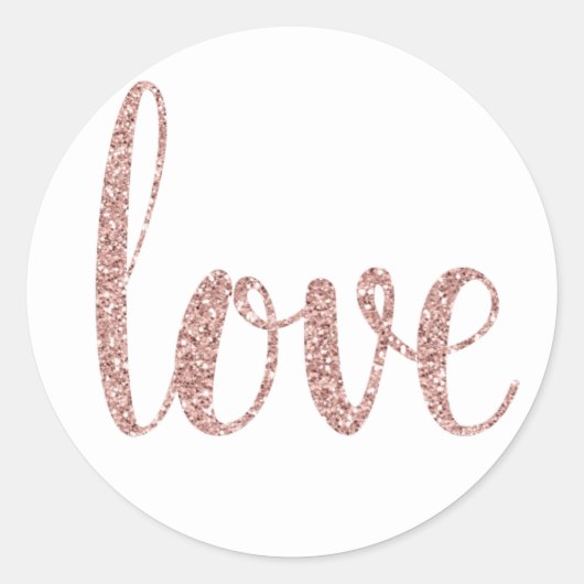 Roos gouden liefde stickers, glitter lettertype ronde sticker (Voorkant)