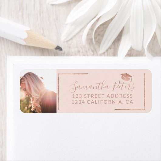 Roos gouden lijst chique graduatie cap foto afstud etiket (Insitu)