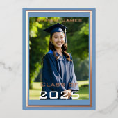 Roos gouden lijst - Klasse van 2025 Folie Uitnodiging (Voorkant)