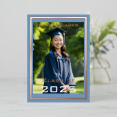 Roos gouden lijst - Klasse van 2025 Folie Uitnodiging (Staand Voorkant)