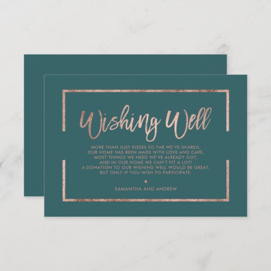 Roos gouden lijst script groen blauwgroen wensen g informatiekaartje (Voorkant / Achterkant)