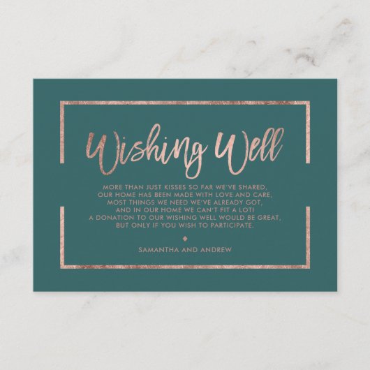 Roos gouden lijst script groen blauwgroen wensen g informatiekaartje (Voorkant)