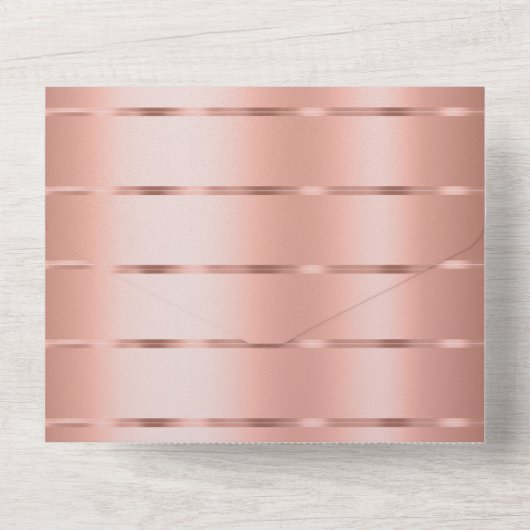 Roos gouden lint bruiloft all in one uitnodiging (Achterkant)