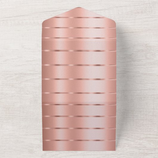 Roos gouden lint bruiloft all in one uitnodiging (Buitenkant)