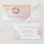roos gouden lippen blush waterverf en FAUX glitter Visitekaartje (Voorkant / Achterkant)