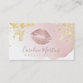 roos gouden lippen blush waterverf en FAUX glitter Visitekaartje (Voorkant)
