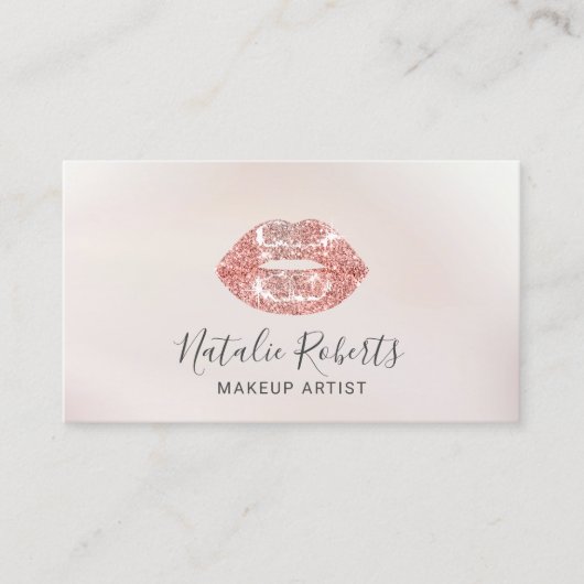Roos gouden lippen make-up artiest beauty salon pa visitekaartje (Voorkant)