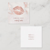 roos gouden lippen op roze marmer en faux glitter vierkante visitekaartje (Voorkant / Achterkant)
