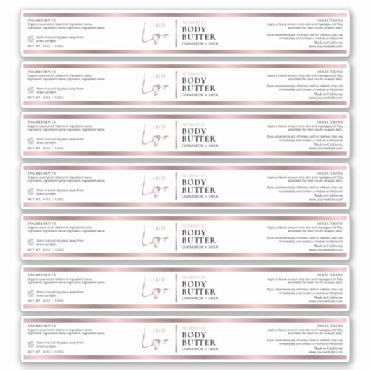 Roos gouden Logo 4 oz cosmetische pot waterdicht l Sticker (Voorkant)