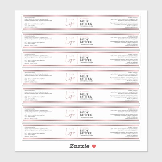 Roos gouden Logo 4 oz cosmetische pot waterdicht l Sticker (Vel)