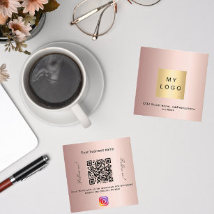 Roos gouden logo QR code Instagram volg ons Vierkante Visitekaartje