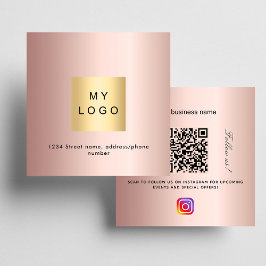 Roos gouden logo QR code Instagram volg ons Vierkante Visitekaartje