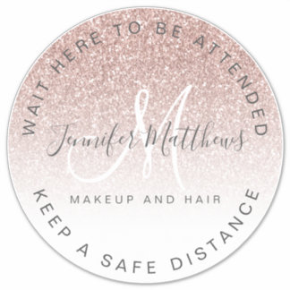 Roos Gouden Logo Salon COVID Wacht Sociale Afstand Sticker