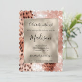 Roos gouden luipaard glitter Stijlvolle glitter Kaart (Staand voorkant)