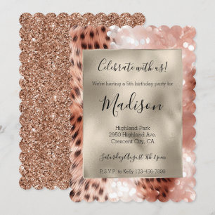 Roos gouden luipaard glitter Stijlvolle glitter Kaart