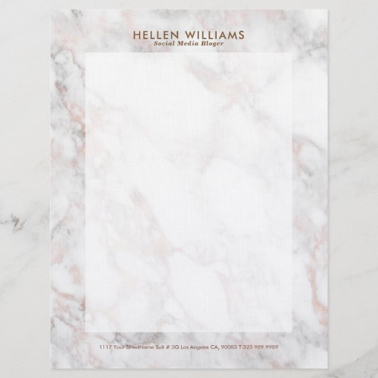 Roos-gouden luxe faux marmeren steen briefhoofd (Voorkant)