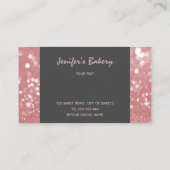 Roos gouden luxueuze glitterdruppels cupcake bakke visitekaartje (Achterkant)