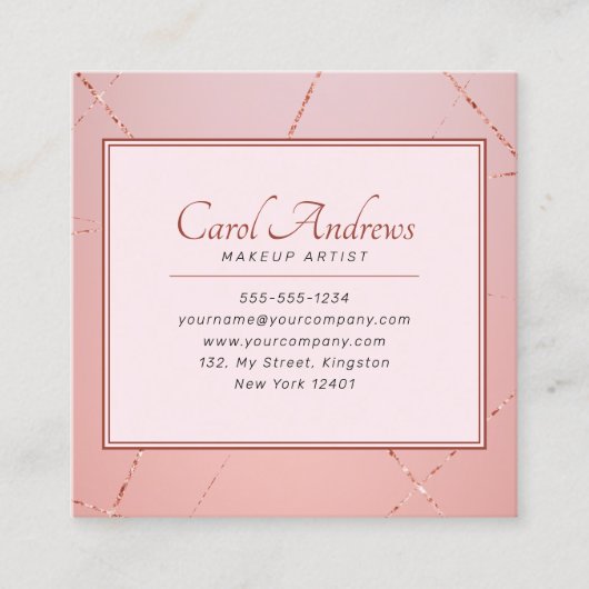 Roos gouden make-up artiest bruids make-up wimpers vierkante visitekaartje (Voorkant)