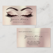 Roos gouden make-up artiest lash roze ogen blush afsprakenkaartje (Voorkant / Achterkant)