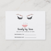 Roos gouden make-up gezicht wimpers lippen doorver visitekaartje (Achterkant)