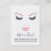 Roos gouden make-up gezicht wimpers lippen doorver visitekaartje (Voorkant)