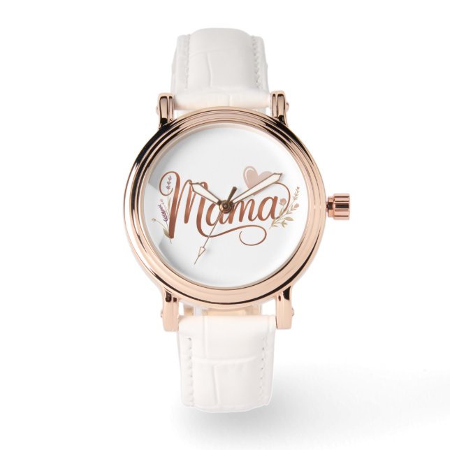 Roos Gouden "Mama" Horloge – Elegant Nieuwe Mama G (Voorkant)