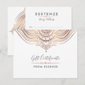 Roos-gouden Mandala Cadeaubon Ontwerp Briefkaart (Voorkant / Achterkant)