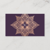 Roos gouden mandala & donker Paarse pruimenmonogra Visitekaartje (Achterkant)